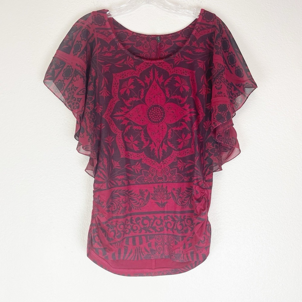 Vtg Espresso Top Small Fairy Grunge Whimsigoth Red Black Goth Dark Romantic Boho